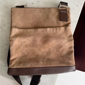 Brown Leather and Suede Men's Bag